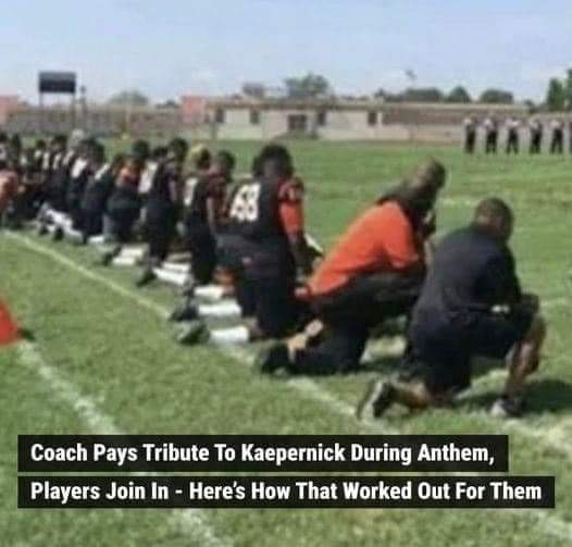 Coach Pays Tribute To Kaepernick During Anthem