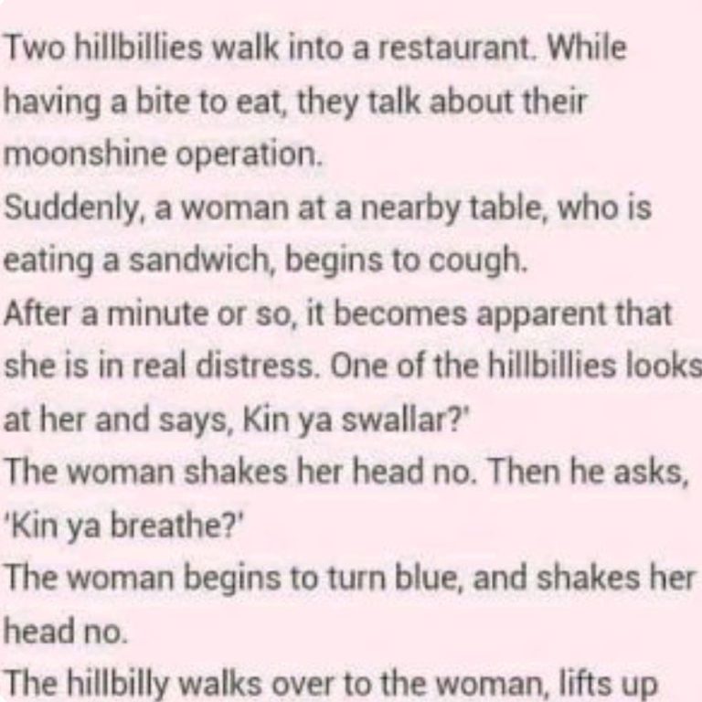 Two hillbillies walk into a restaurant. While having a…