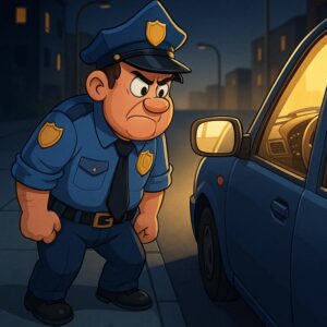 A cop was patrolling late at night