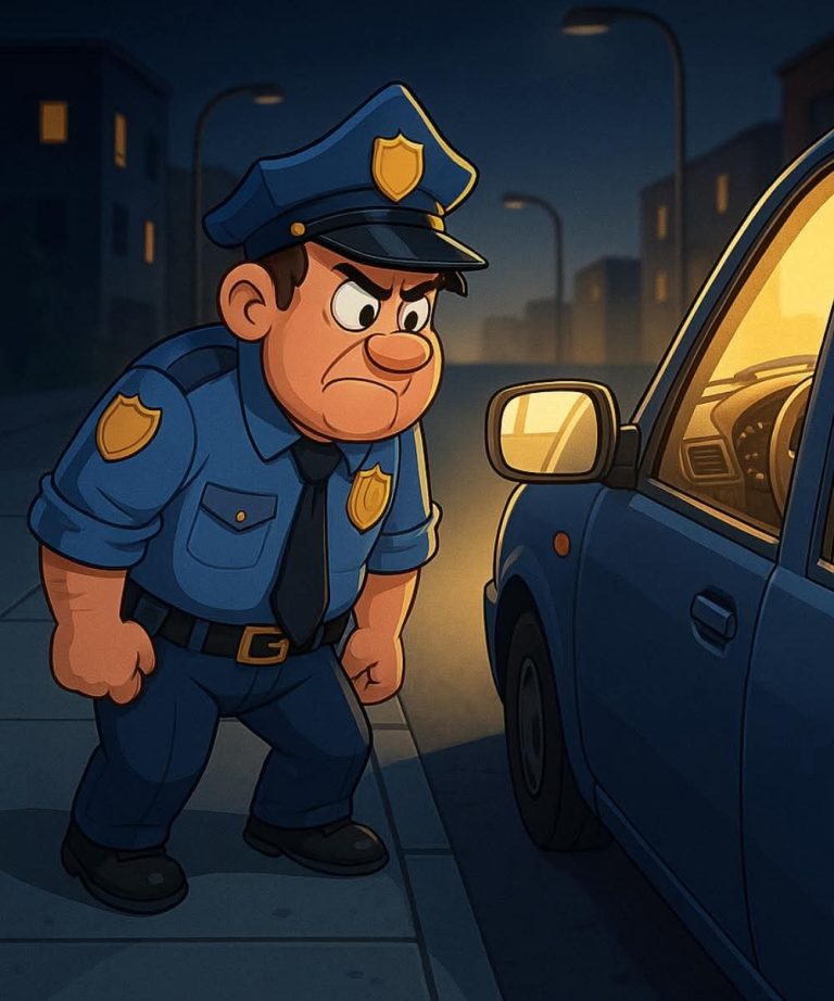 A cop was patrolling late at night