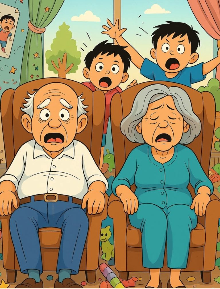 Joke of The Day 😅😜🤣  It started with a sweet text from their daughter: “Can you watch the kids for a few hours? Just until dinner?”  Edna, ever the optimist, replied with a thumbs-up emoji and four heart stickers.  Frank squinted at the phone. “Are you sure she meant today? Last time I agreed to babysit, I woke up with glitter in my belly button.”  “She said they’re easy now. They’re older,” Edna smiled. Frank grunted. “So are we.”  By 10:12 a.m., the living room looked like a toy factory exploded during a disco. There were LEGOs in the fish tank, applesauce on the ceiling, and someone had used a marker to draw a six-pack on Frank’s bald belly while he dozed off.  …Brilliant continuation in the first comment 👇