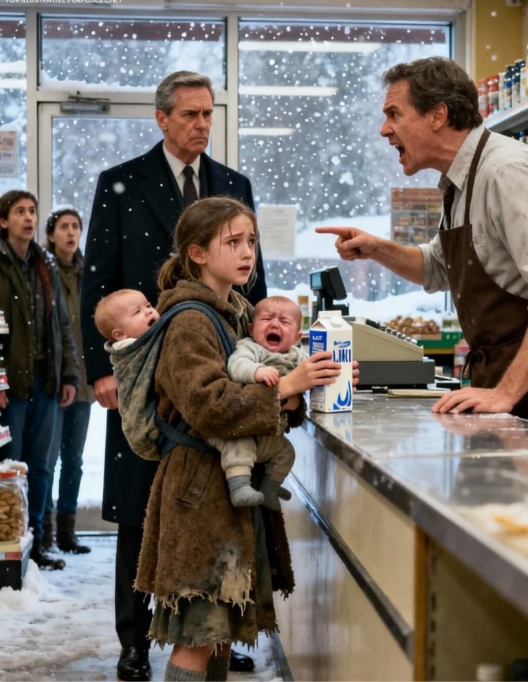A little girl was kicked out of a store for stealing a box of milk for her two younger siblings — suddenly, a millionaire saw what happened and stepped forward…