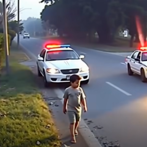 A police officer noticed a little boy—no older than three—wandering by himself along the edge
