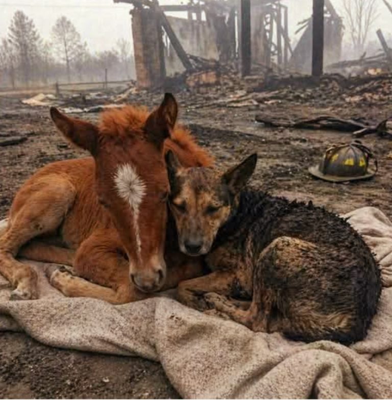 🔥 They Said Nothing Could Have Survived… 😳 But what they found hours later… no one was prepared for. The fire had already destroyed everything. The barn collapsed. The flames had taken over. There was nothing left to save. Two were missing. A newborn foal… and the farm dog. By morning, everyone believed the same thing — they were gone. Until the rescue team started moving the burned remains. And then… they saw it. 👇 The full story is in the first comment…